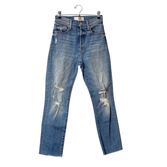Mother Superior Hiker Hover Undone Hem on On My Knees Button Fly Jeans Womens 25